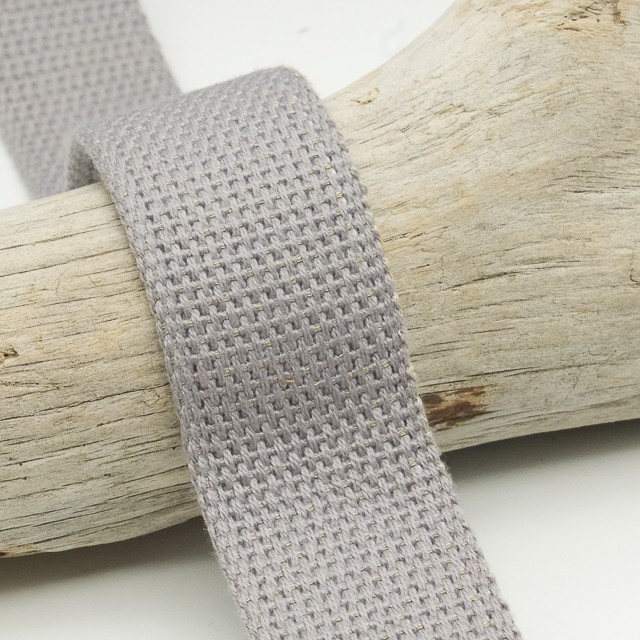 Sangle Coton Lurex Or 30MM Gris Clair - Maison Klem